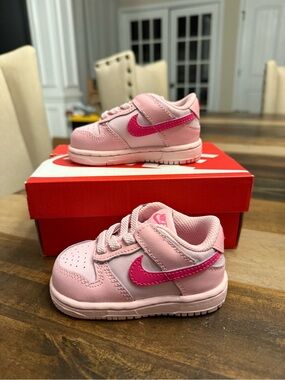 Nike Dunk Low (TDE) Toddler Pink Leather Low Top Lace-Up 4C DH9761-600